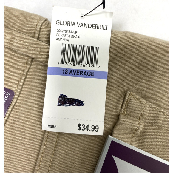 Gloria Vanderbilt Amanda Jeans Women Size 18 Tan Denim Tapered Leg High Rise Mom - Picture 14 of 14